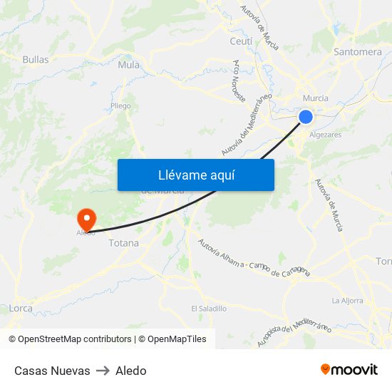 Casas Nuevas to Aledo map