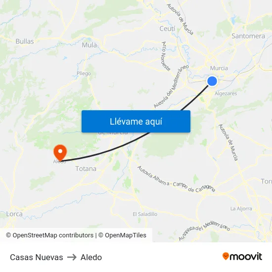 Casas Nuevas to Aledo map