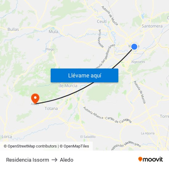 Residencia Issorm to Aledo map