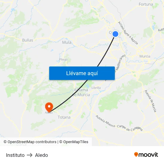 Instituto to Aledo map