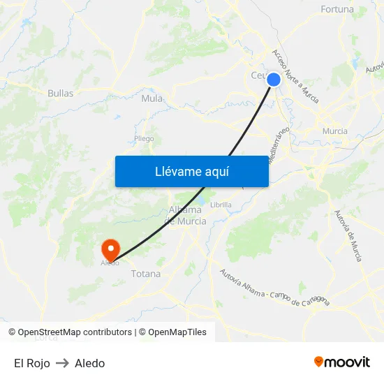 El Rojo to Aledo map