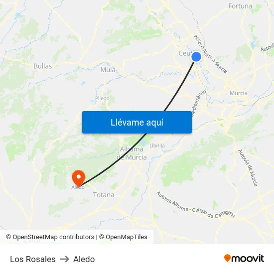 Los Rosales to Aledo map