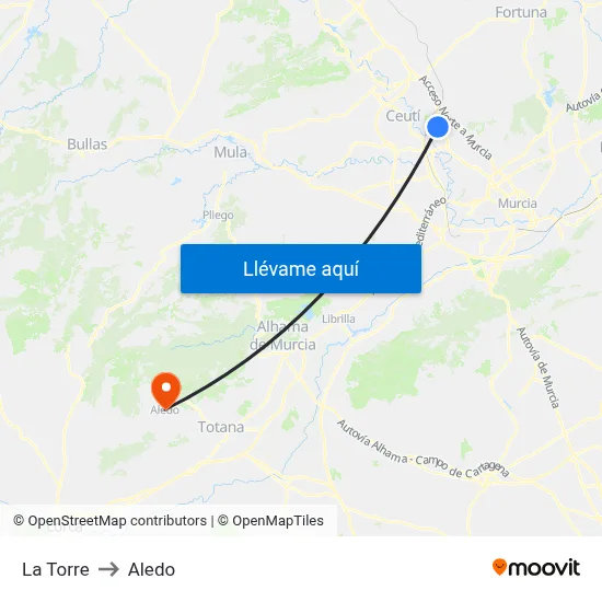 La Torre to Aledo map