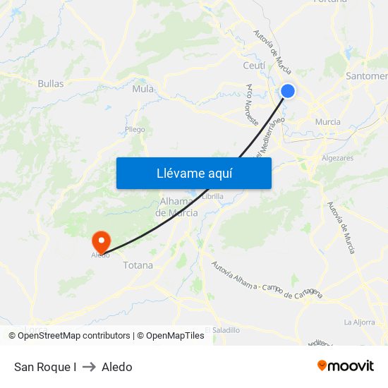 San Roque I to Aledo map