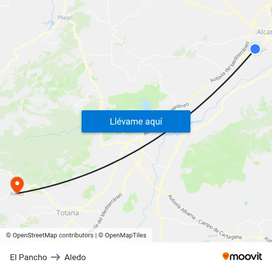El Pancho to Aledo map