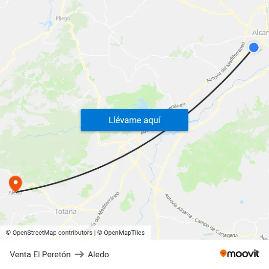 Venta El Peretón to Aledo map