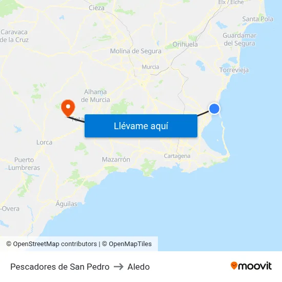 Pescadores de San Pedro to Aledo map