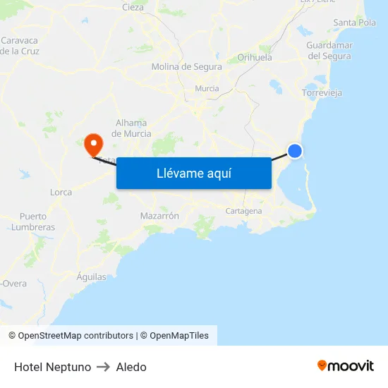 Hotel Neptuno to Aledo map