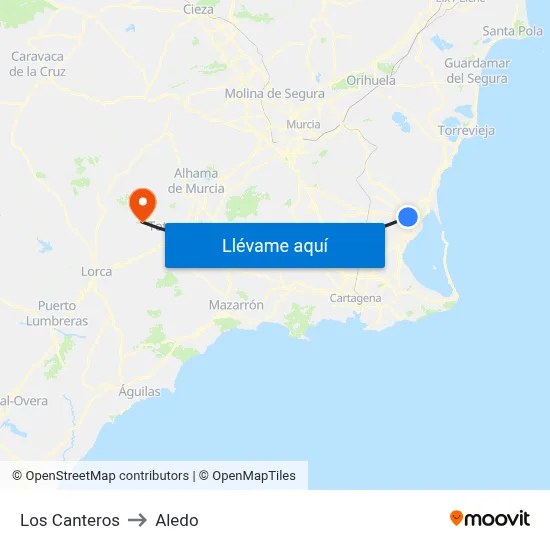 Los Canteros to Aledo map