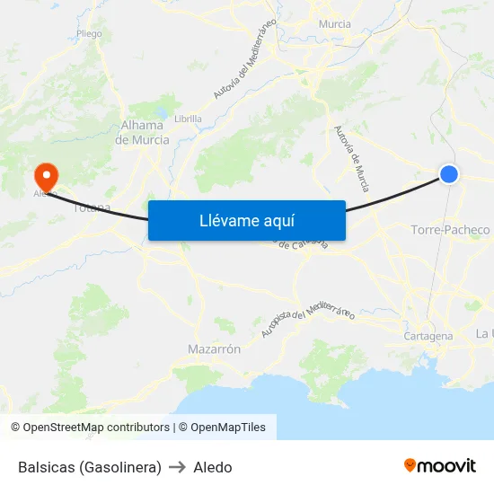 Balsicas (Gasolinera) to Aledo map