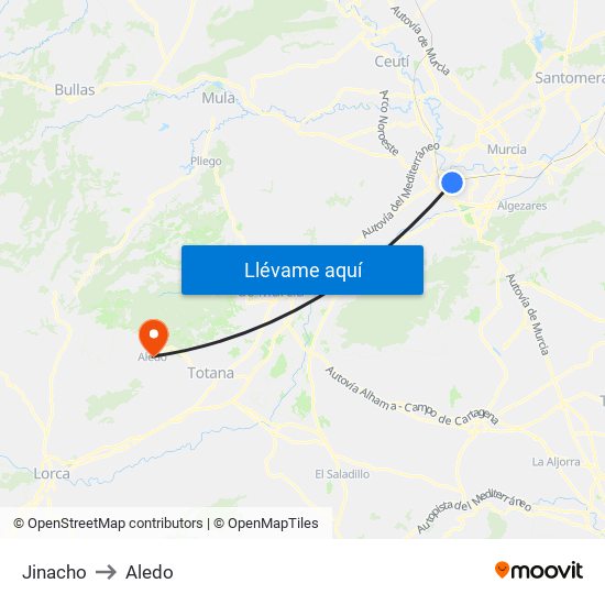 Jinacho to Aledo map