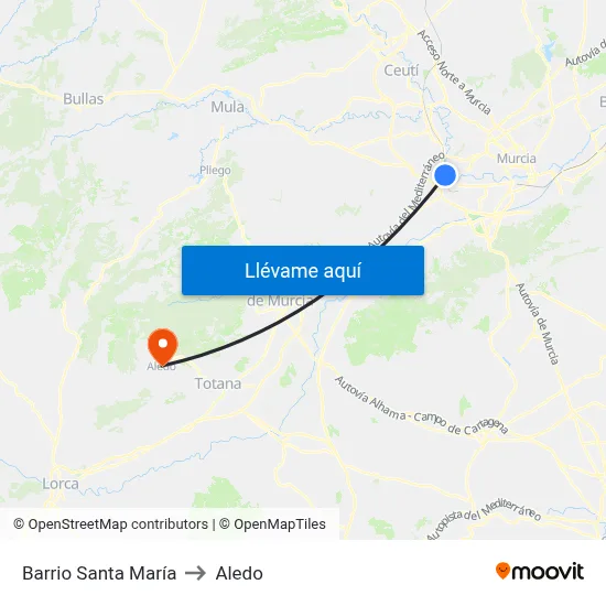 Barrio Santa María to Aledo map