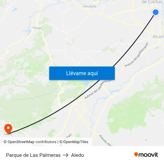 Parque de Las Palmeras to Aledo map