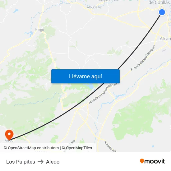 Los Pulpites to Aledo map