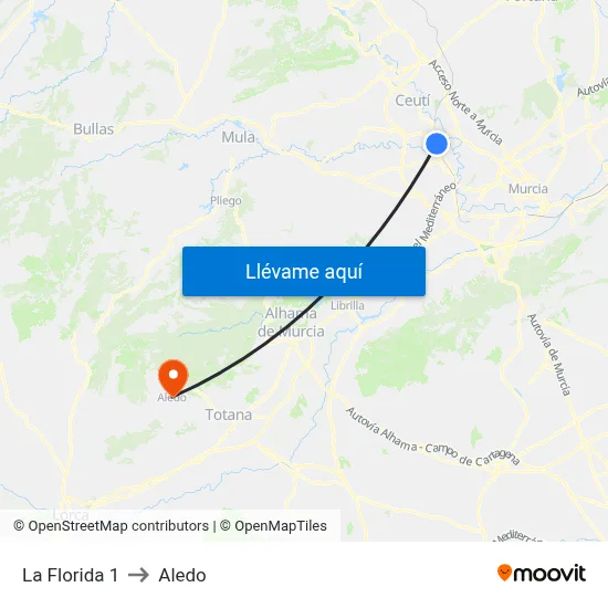 La Florida 1 to Aledo map