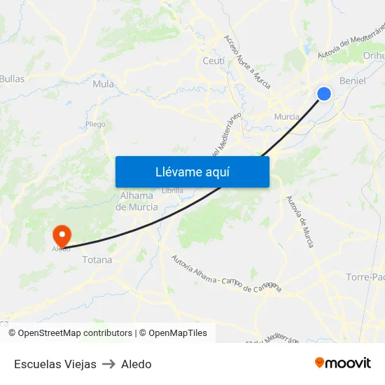 Escuelas Viejas to Aledo map