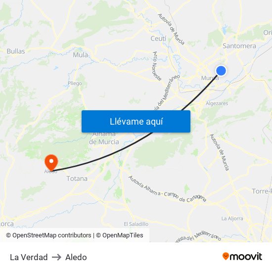 La Verdad to Aledo map