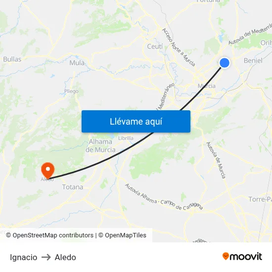 Ignacio to Aledo map