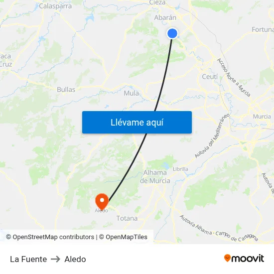La Fuente to Aledo map