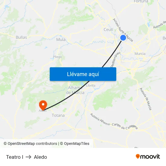 Teatro Villa de Molina to Aledo map