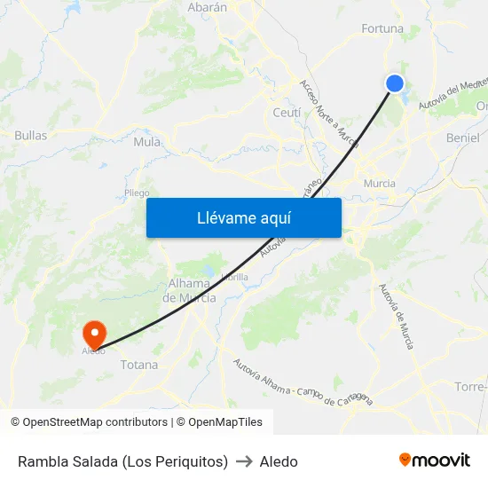 Rambla Salada (Los Periquitos) to Aledo map