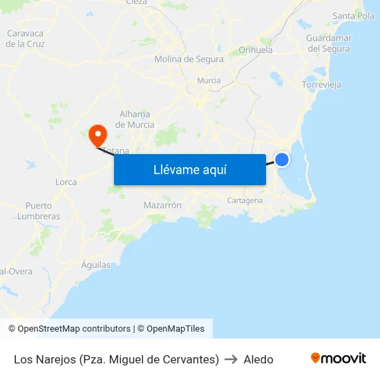 Los Narejos (Pza. Miguel de Cervantes) to Aledo map