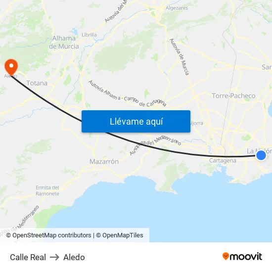 Calle Real to Aledo map
