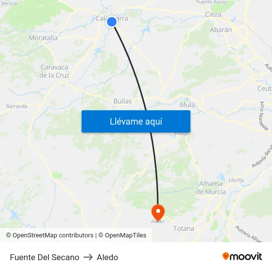 Fuente Del Secano to Aledo map