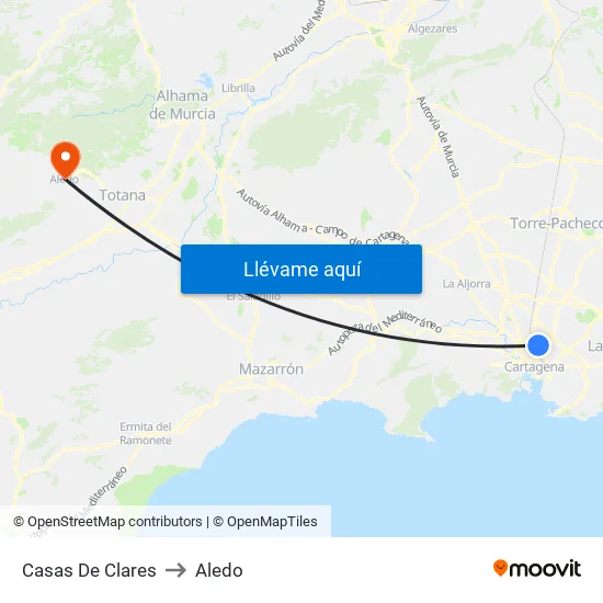 Casas De Clares to Aledo map