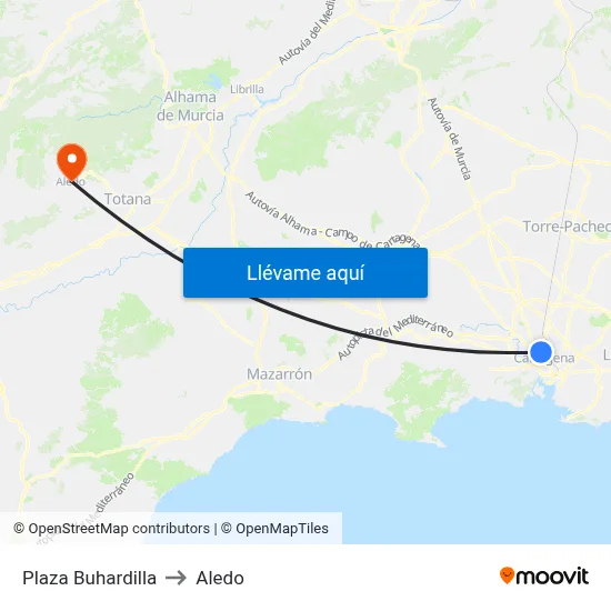 Plaza Buhardilla to Aledo map