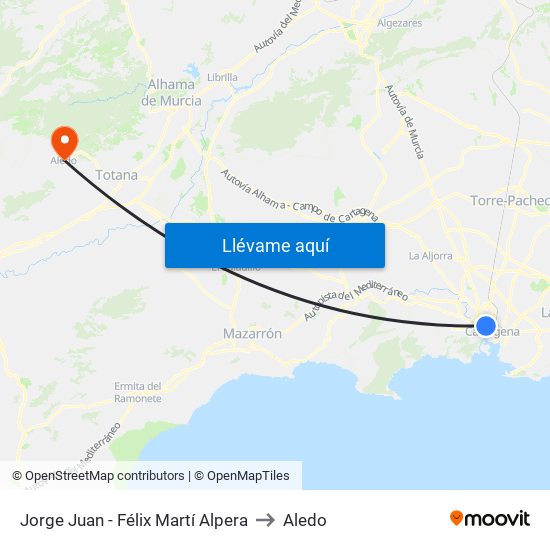 Jorge Juan - Félix Martí Alpera to Aledo map