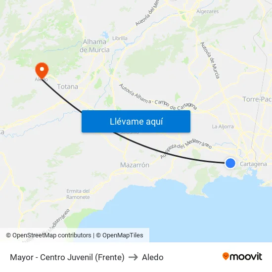 Mayor - Centro Juvenil (Frente) to Aledo map