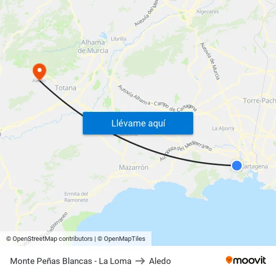 Monte Peñas Blancas - La Loma to Aledo map