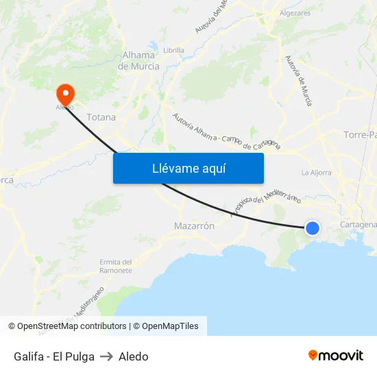 Galifa - El Pulga to Aledo map