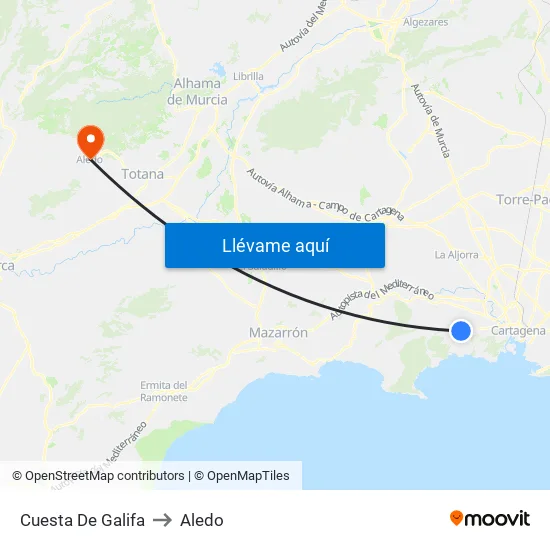 Cuesta de Galifa to Aledo map