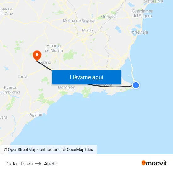 Cala Flores to Aledo map