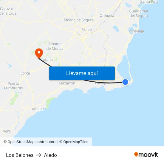 Los Belones to Aledo map