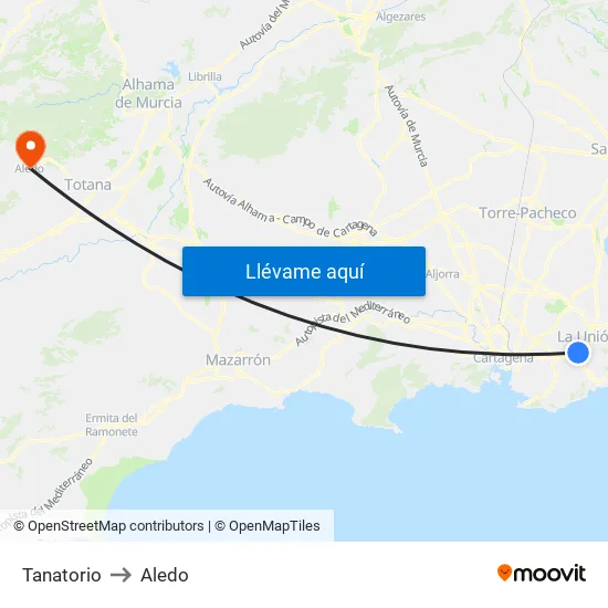 Tanatorio to Aledo map