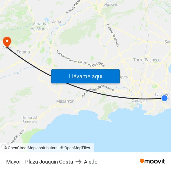Mayor - Plaza Joaquín Costa to Aledo map