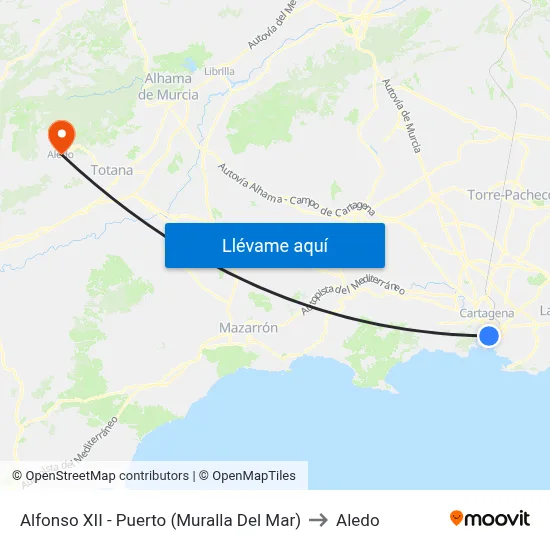 Alfonso XII - Puerto (Muralla Del Mar) to Aledo map
