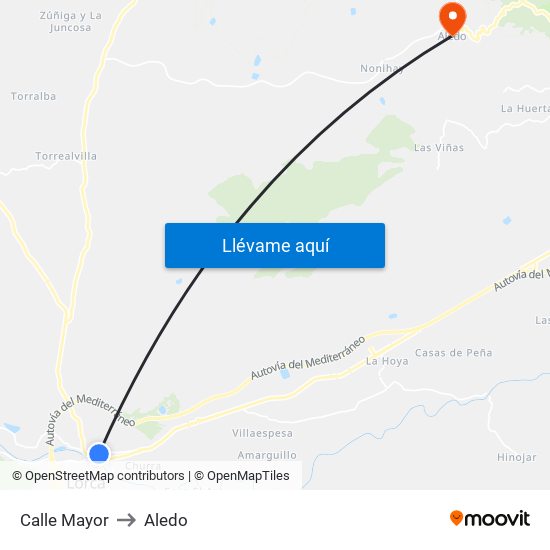 Calle Mayor to Aledo map