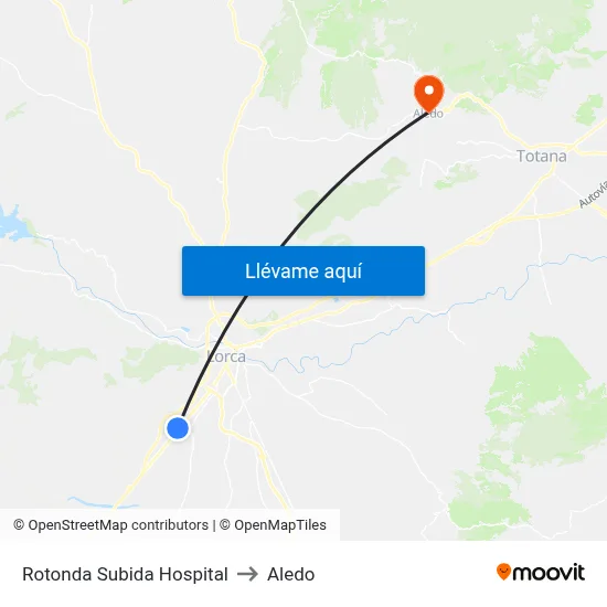 Rotonda Subida Hospital to Aledo map