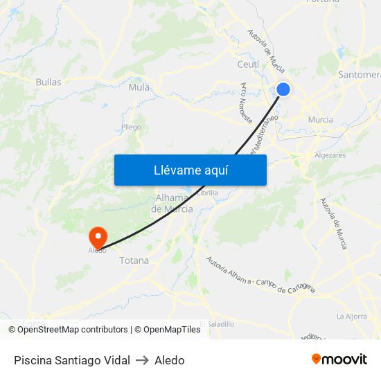 Piscina Santiago Vidal to Aledo map