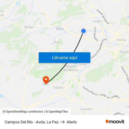 Campos Del Río - Avda. La Paz to Aledo map