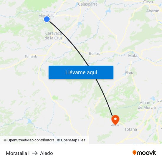 Moratalla I to Aledo map