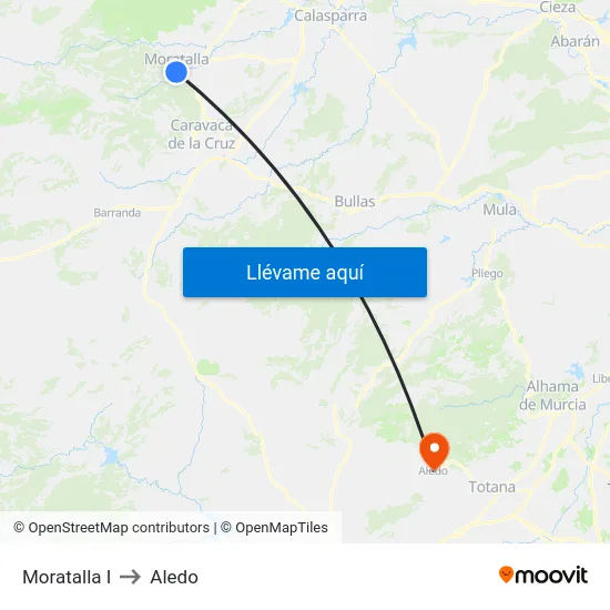 Moratalla I to Aledo map