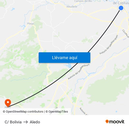 C/ Bolivia to Aledo map