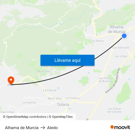 Alhama de Murcia to Aledo map