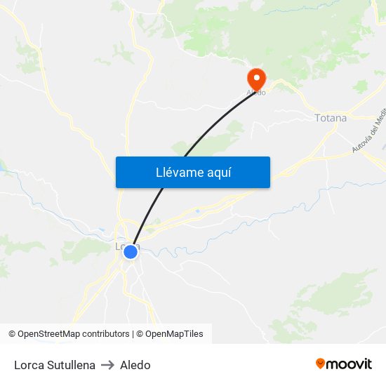Lorca Sutullena to Aledo map