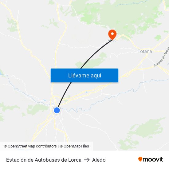 Estación de Autobuses de Lorca to Aledo map